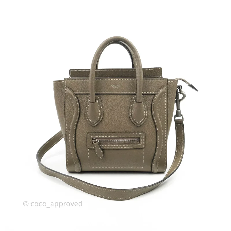 Celine Nano Luggage in Souris Drummed Calfskin