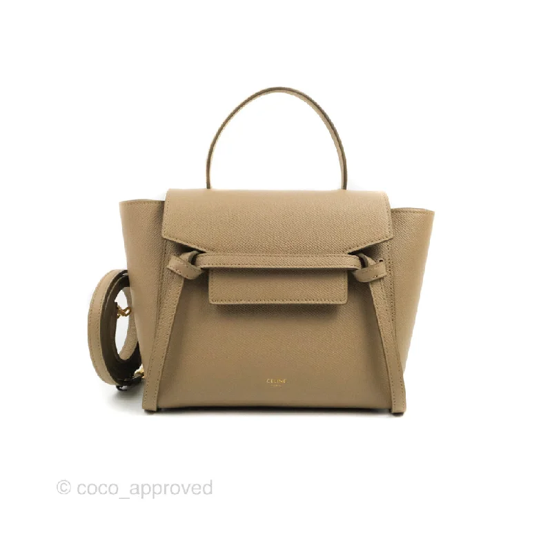 Celine Grained Calfskin Nano Belt Bag Light Taupe Gold Hardware