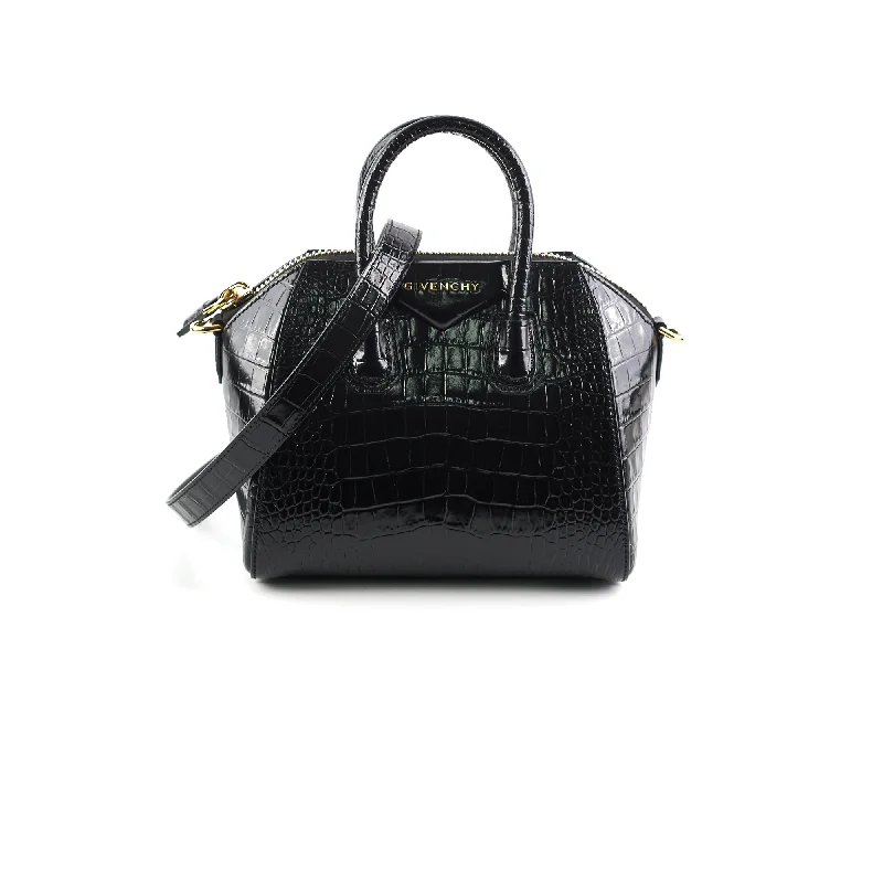 Givenchy Antigona Mini Croco Embossed Black