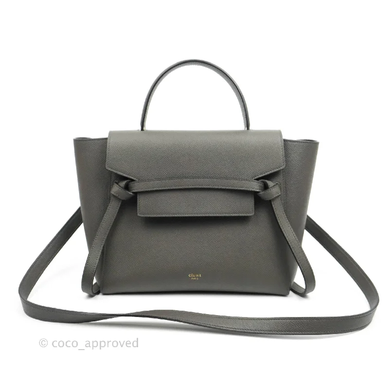 Celine Micro Belt Bag Grey Grained Calfskin Gold Hardware