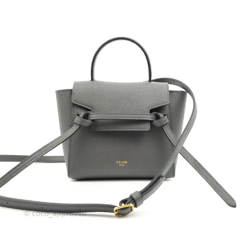 Celine Pico Belt Bag Grey Grained Calfskin Gold Hardware