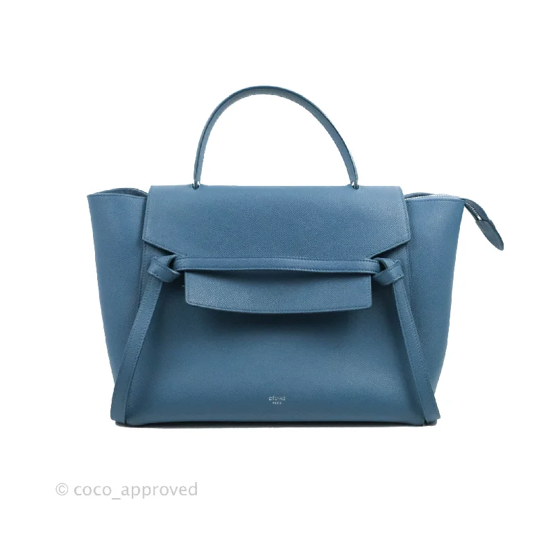 Celine Mini Belt Bag Blue Grained Calfskin Silver Hardware