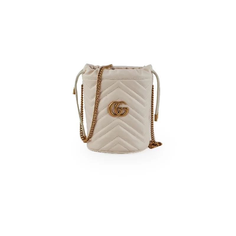 Gucci GG Marmont Mini Bucket Bag White HOLD AL