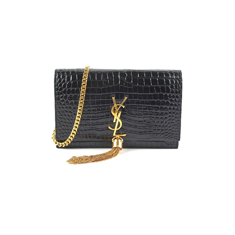 Saint Laurent Kate Tassel Black Wallet On Chain WOC