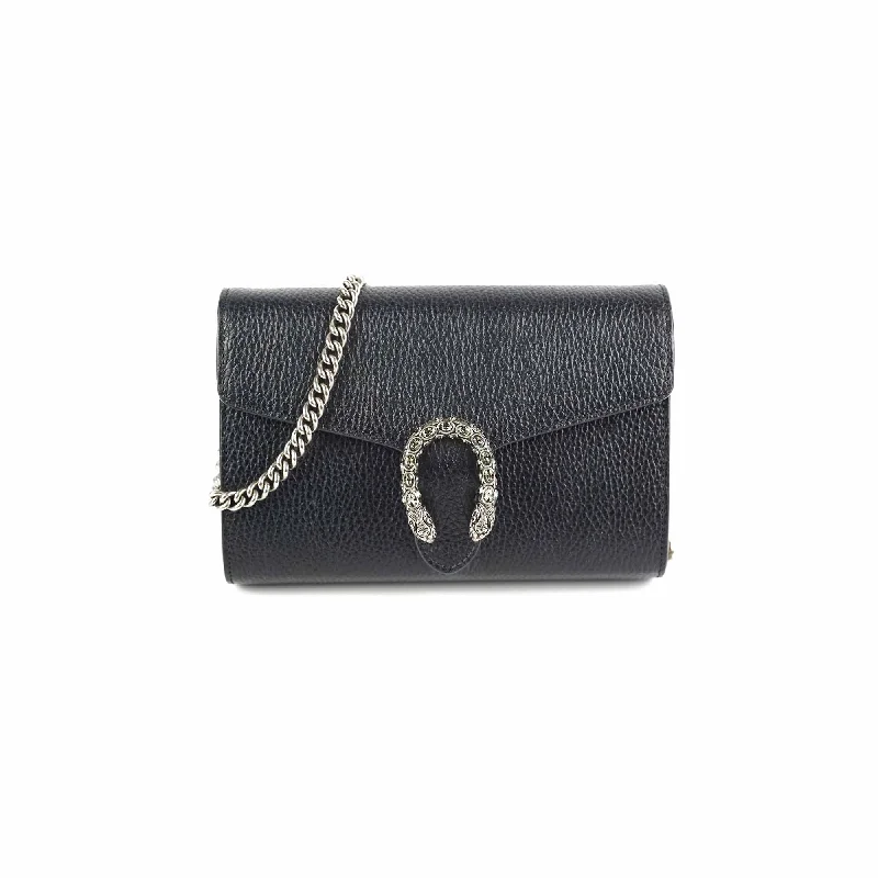 Gucci Dionysus Leather Mini Chain Bag Black