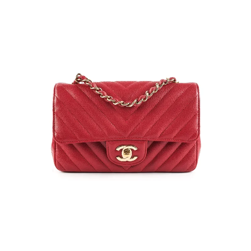 Chanel 18B Chevron Rectangular Mini Red