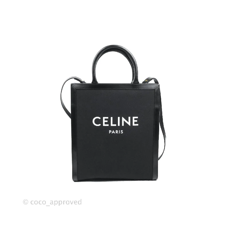 Celine Small Cabas Vertical Tote Black Textlie