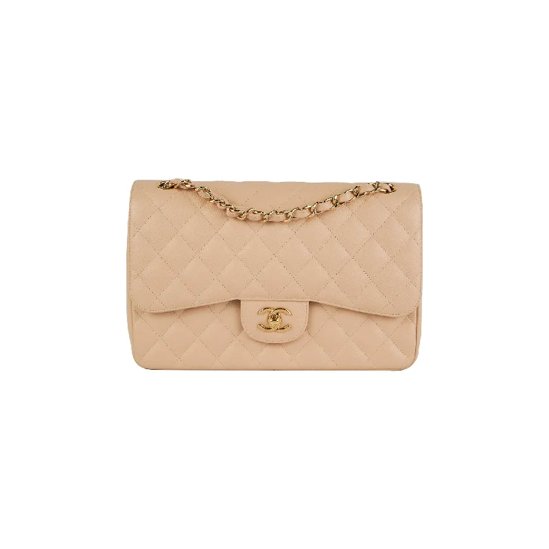 Chanel Classic Double Flap Jumbo Beige Caviar Bag