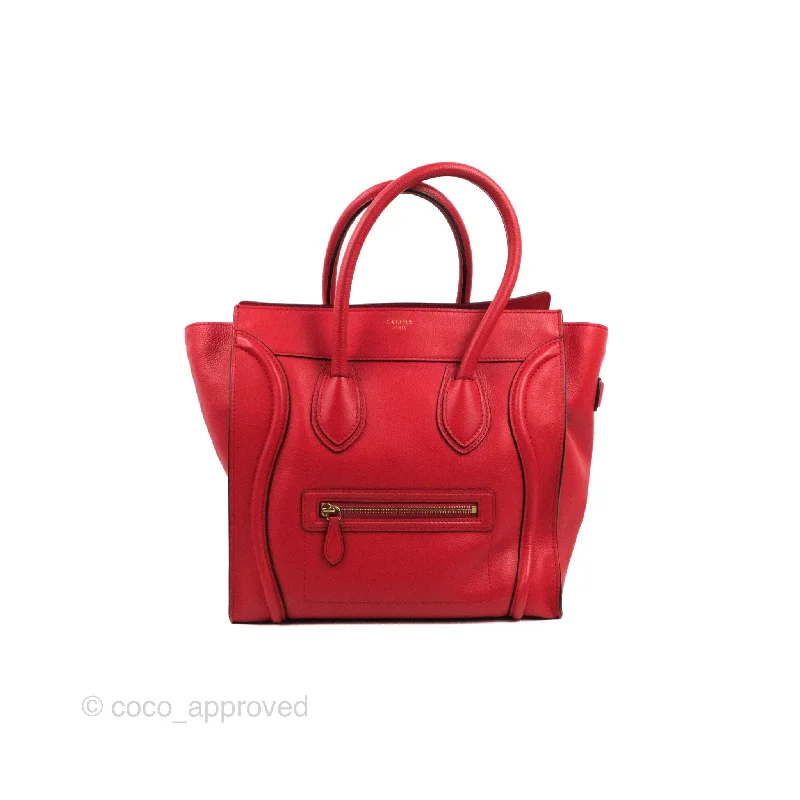 Celine Mini Luggage Bag Red Calfskin