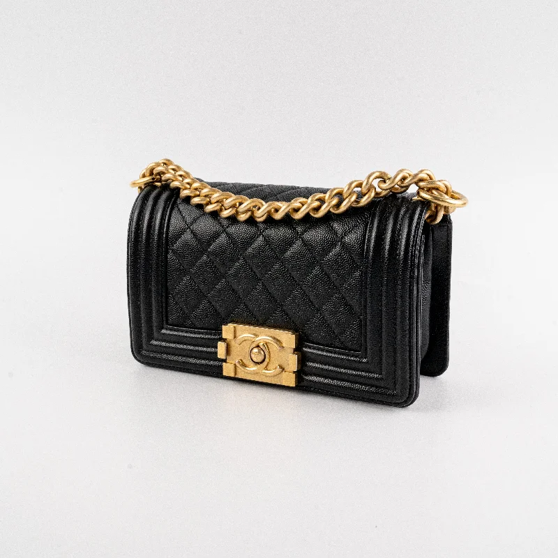 Chanel Caviar Small Black Boy Gold Hardware