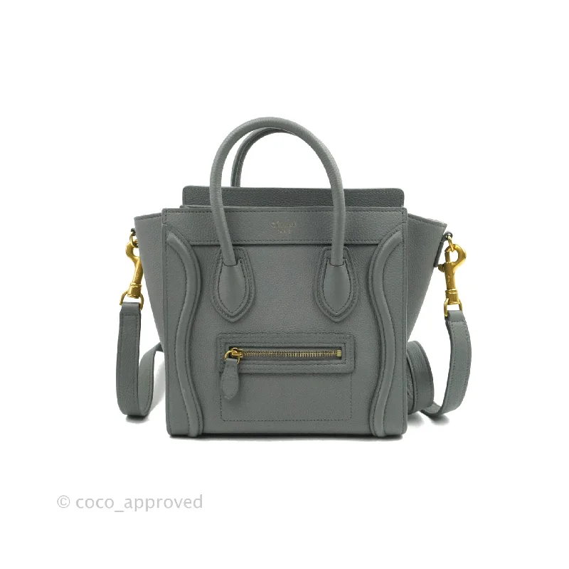 Celine Nano Luggage Grey Drummed Calfskin