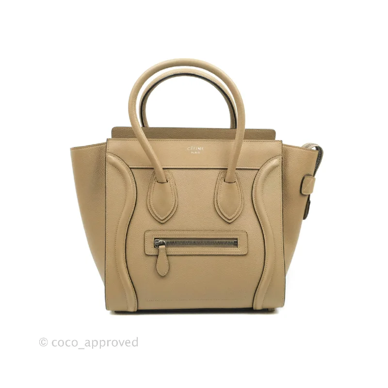 Celine Micro Luggage Handbag Dune Grained Calfskin