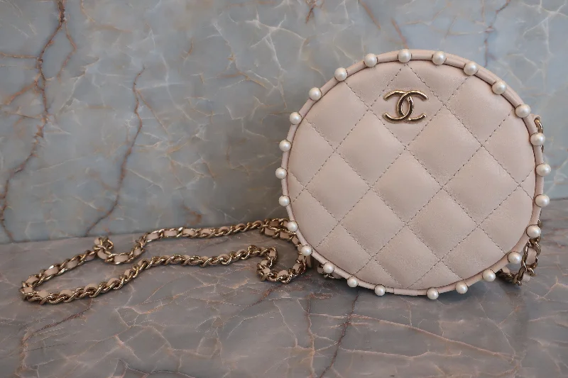 CHANEL/シャネル マトラッセラウンドチェーンショルダーバッグ ラムスキン ベージュ/ゴールド金具 ショルダーバッグ 600090233