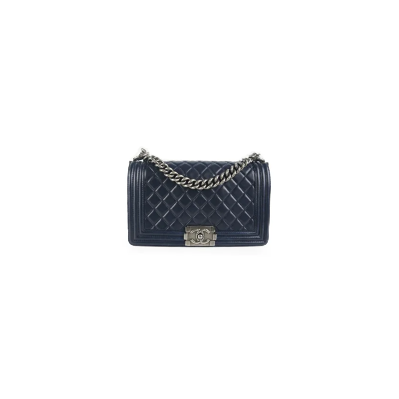 Chanel Boy Old Medium Lambskin Navy