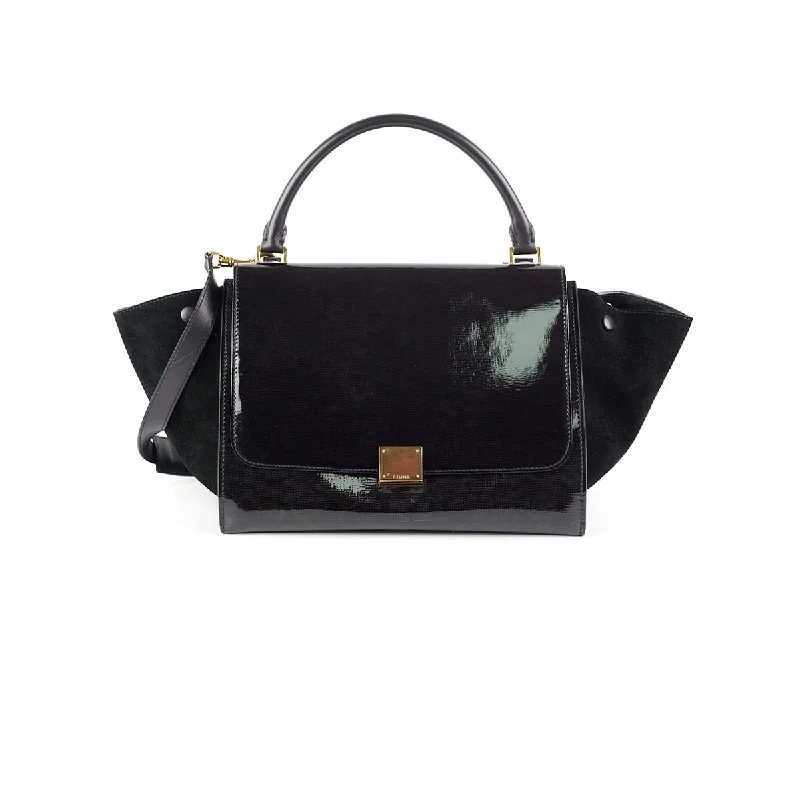 Celine Trapeze Patent Medium Black