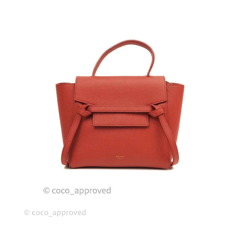 Celine Grained Calfskin Nano Belt Bag Red Gold Hardware