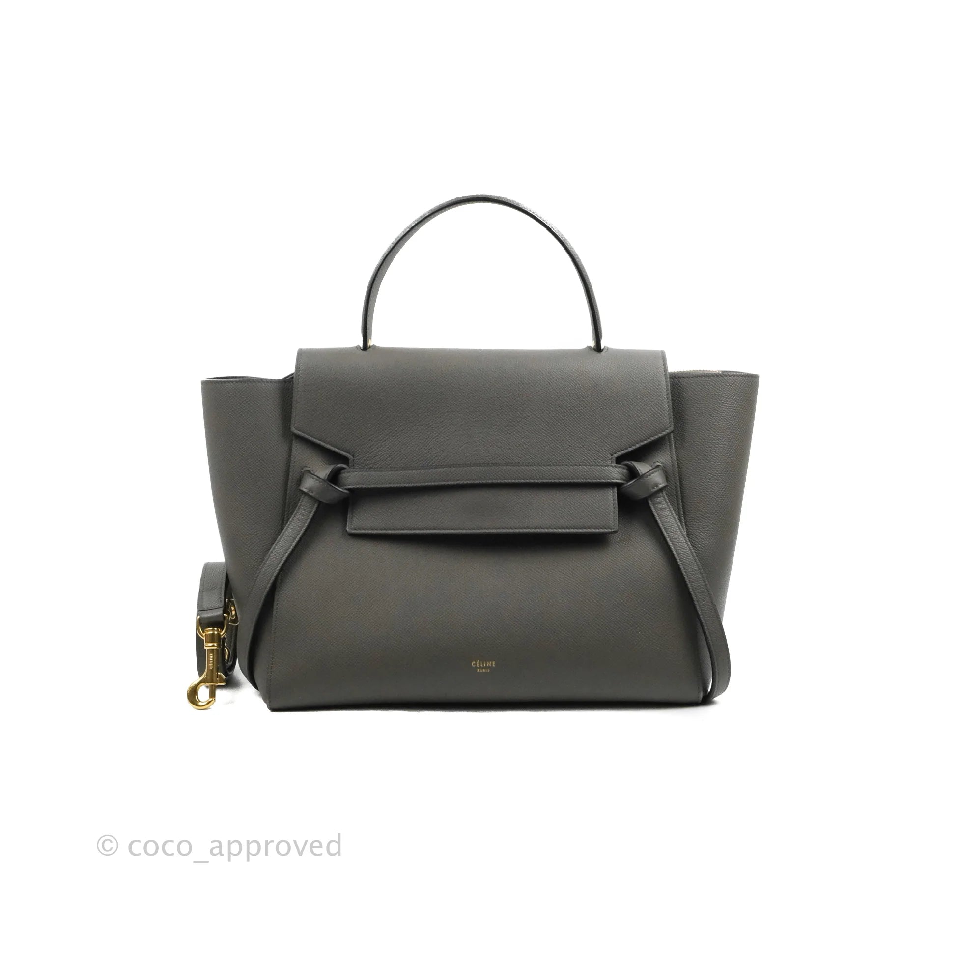 Celine Mini Belt Bag Grey Grained Calfskin Gold Hardware