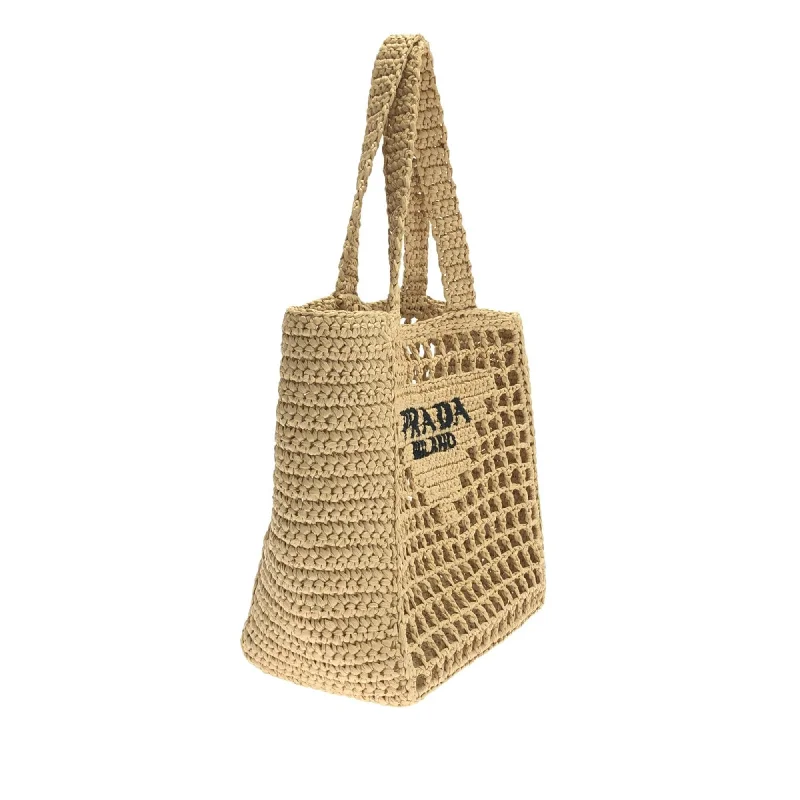 Prada Crochet Raffia Logo Tote pYXgqu