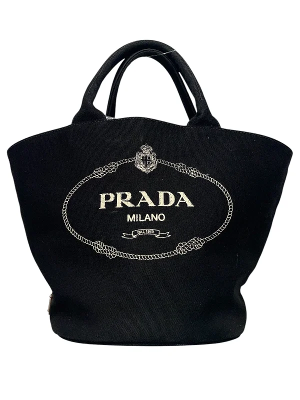 PRADA/Tote Bag/Cotton/BLK/Canapa Canvas