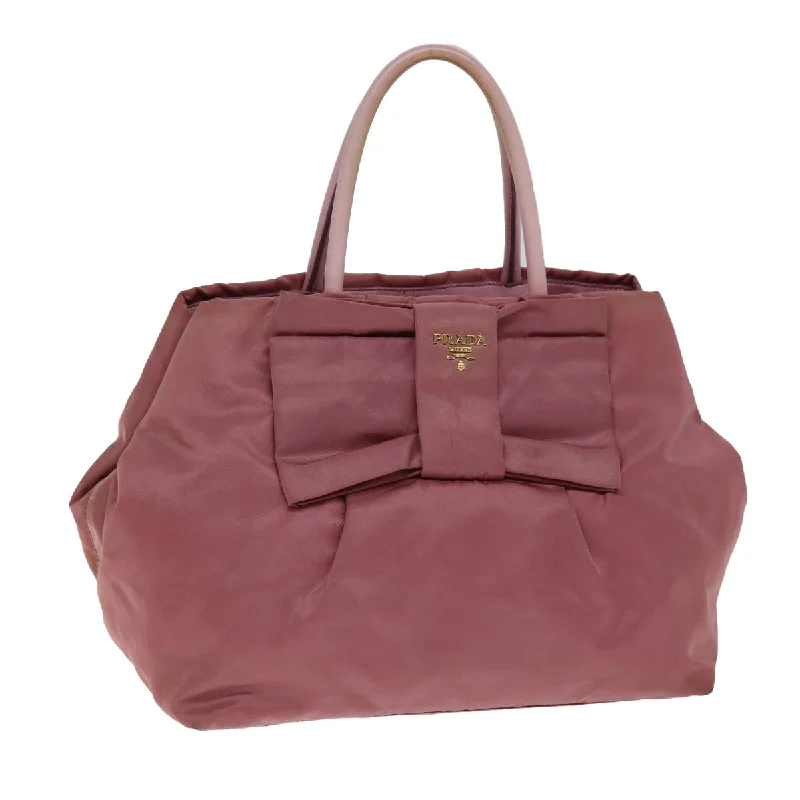 PRADA Hand Bag Nylon Pink Auth bs14423