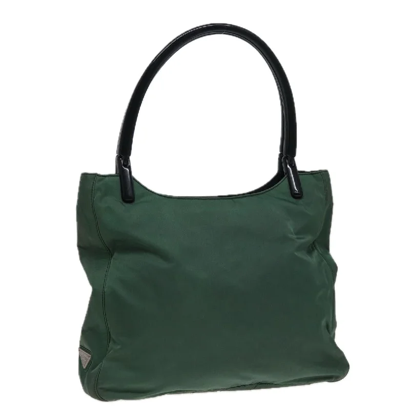 PRADA Hand Bag Nylon Green Auth 79405