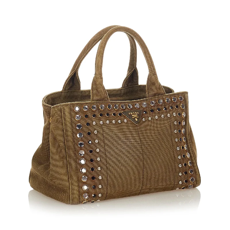 Prada Canapa Studded Canvas Satchel 31744