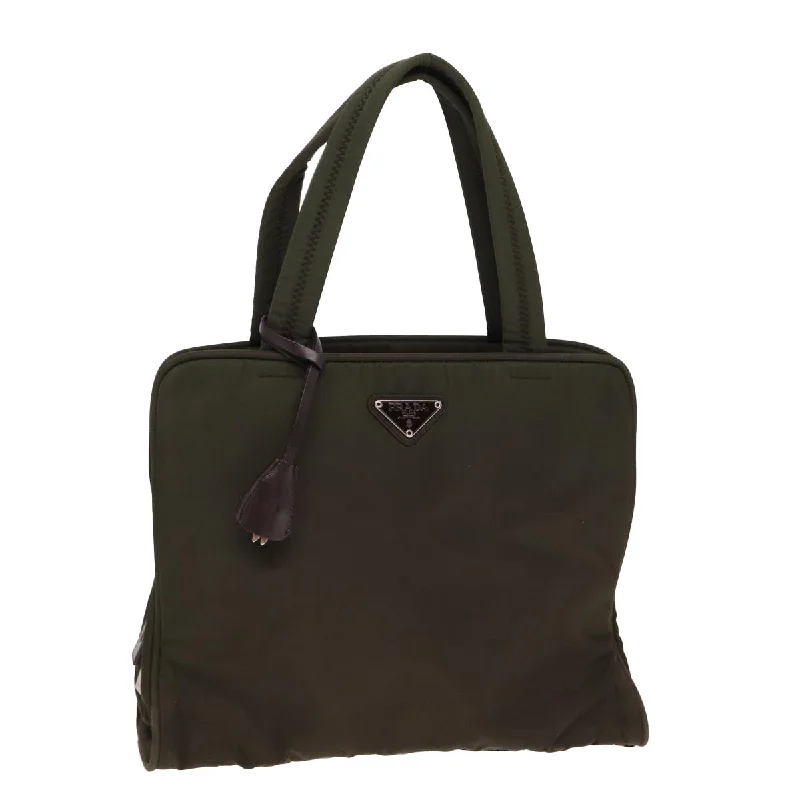 PRADA Hand Bag Nylon Khaki Auth 78419