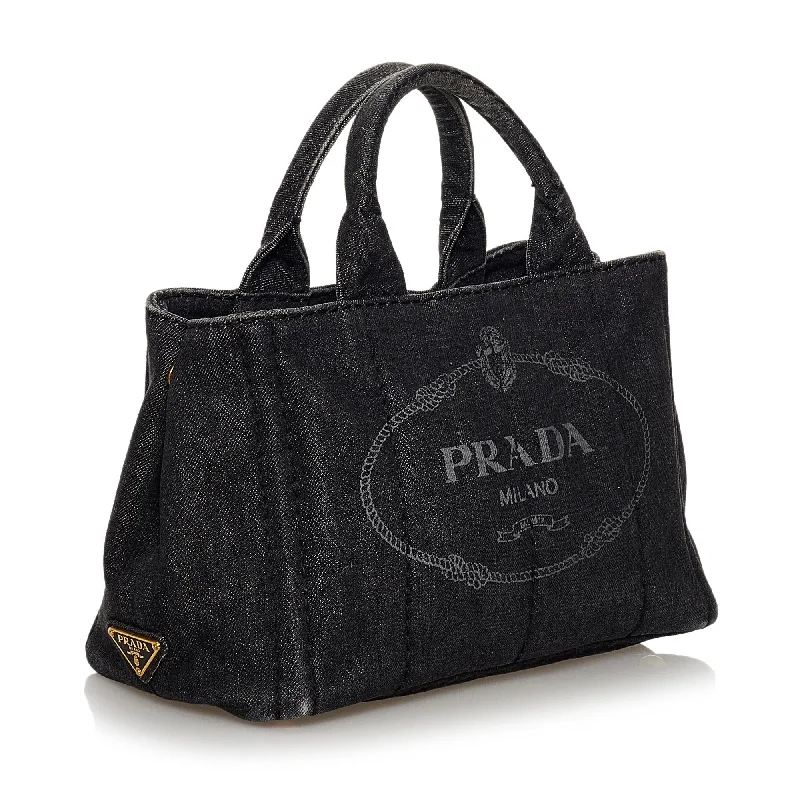 Prada Canapa Logo Denim Satchel 30089