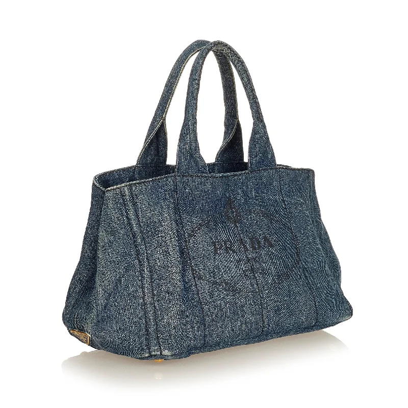 Prada Canapa Logo Denim Tote Bag 27049