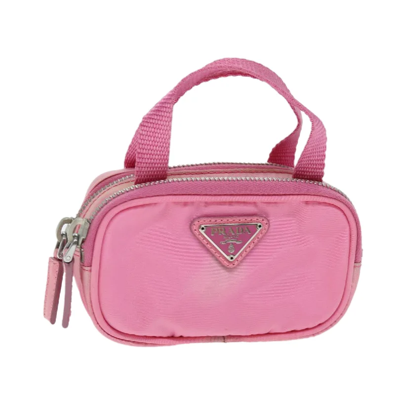 PRADA Hand Bag Nylon Pink Auth 74569