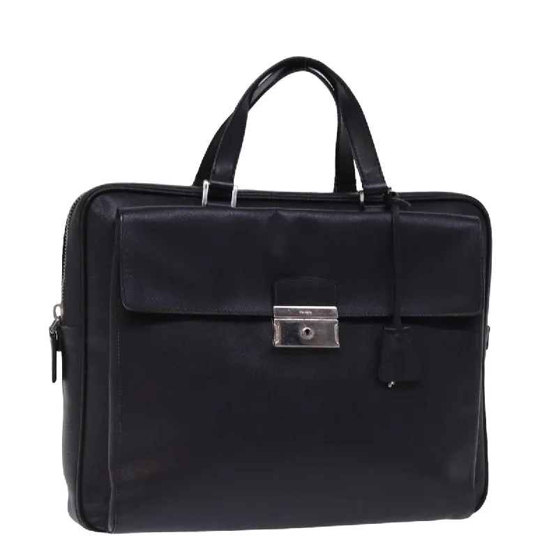 PRADA Hand Bag Safiano leather Black Auth bs14974