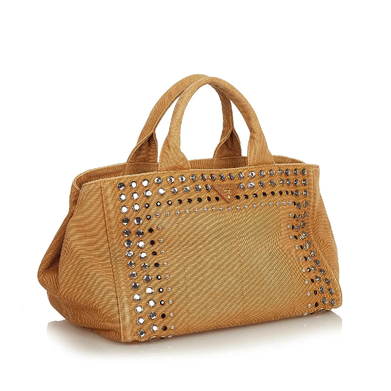 Prada Canapa Studded Canvas Tote Bag 26057