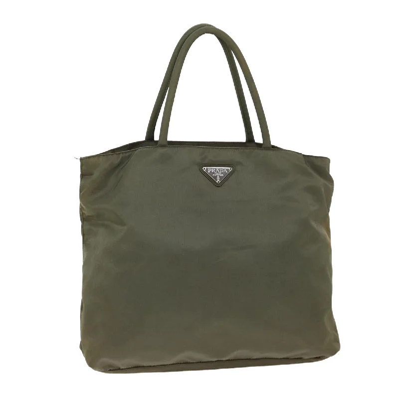 PRADA Hand Bag Nylon Khaki Auth 74857