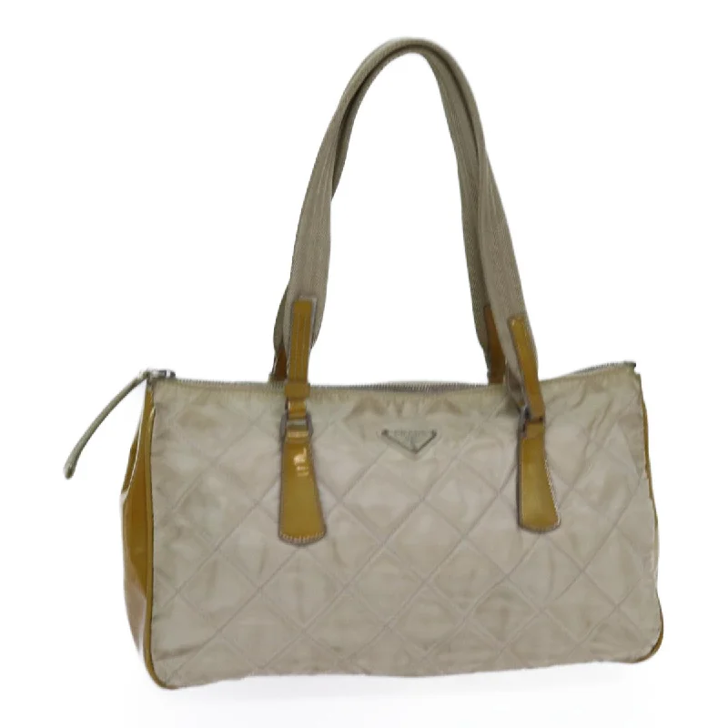 PRADA Shoulder Bag Nylon Beige Auth 72005