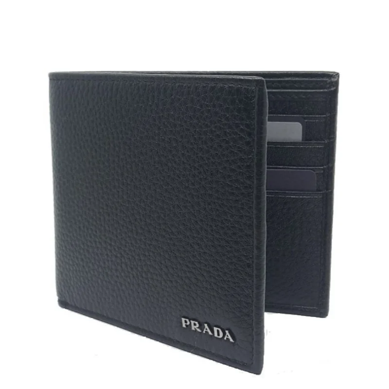 Prada Portaf. Orizzontale Nero Black Vitello Grain Leather Wallet