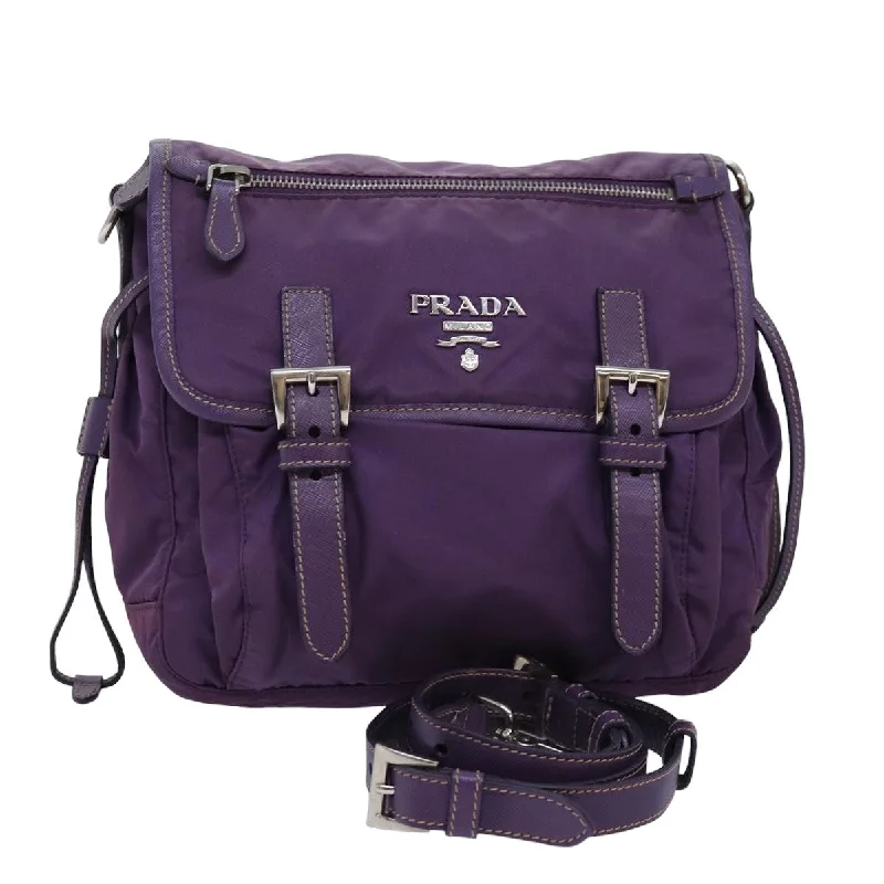 PRADA Shoulder Bag Nylon Purple Auth yk12728