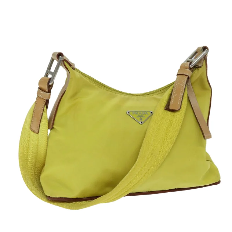 PRADA Shoulder Bag Nylon Yellow Auth 75118