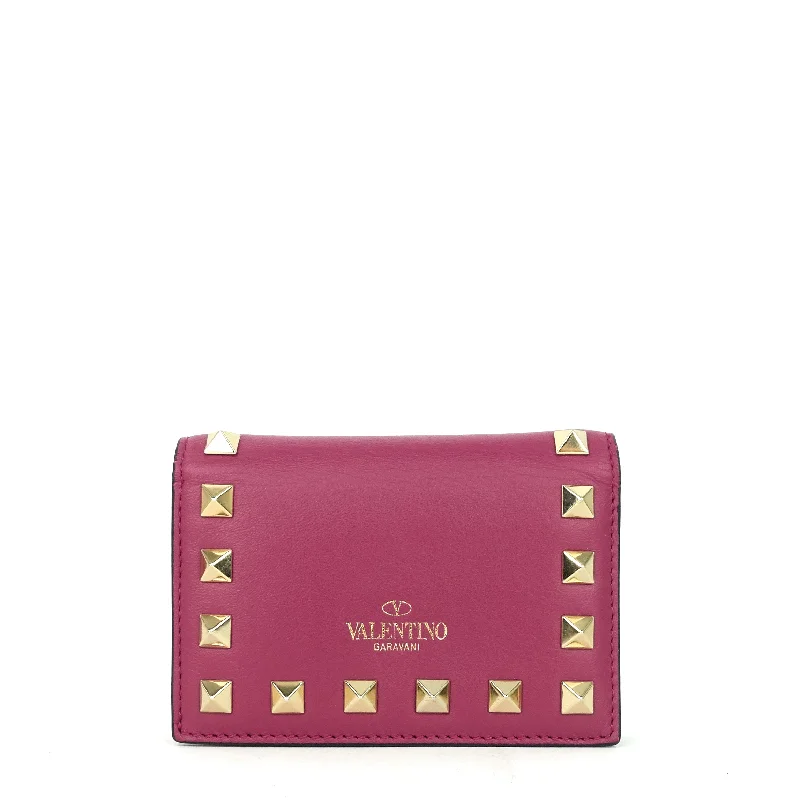 Rockstud French Flap Small Leather Wallet