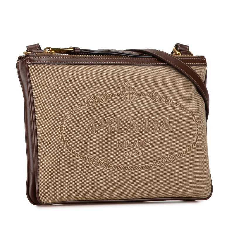 Prada Canapa Logo Double Zip Crossbody tEMcP3