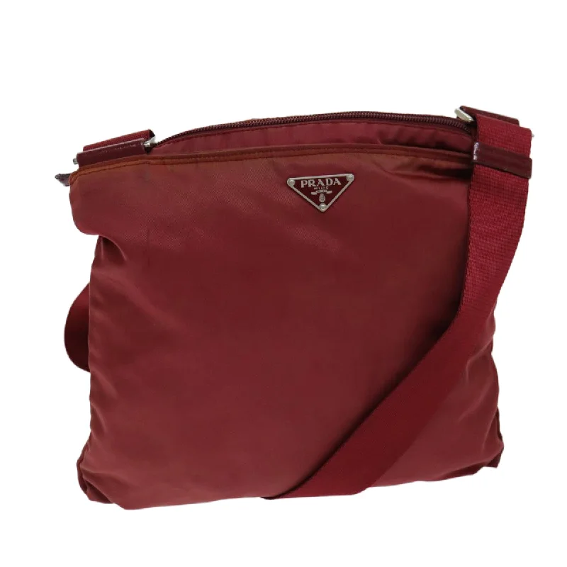 PRADA Shoulder Bag Nylon Red Auth 77080