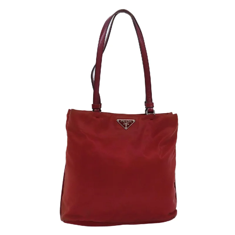 PRADA Hand Bag Nylon Red Auth 76974