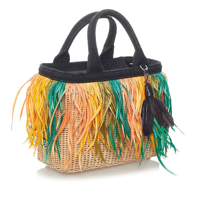 Prada Fringed Raffia Satchel 31171