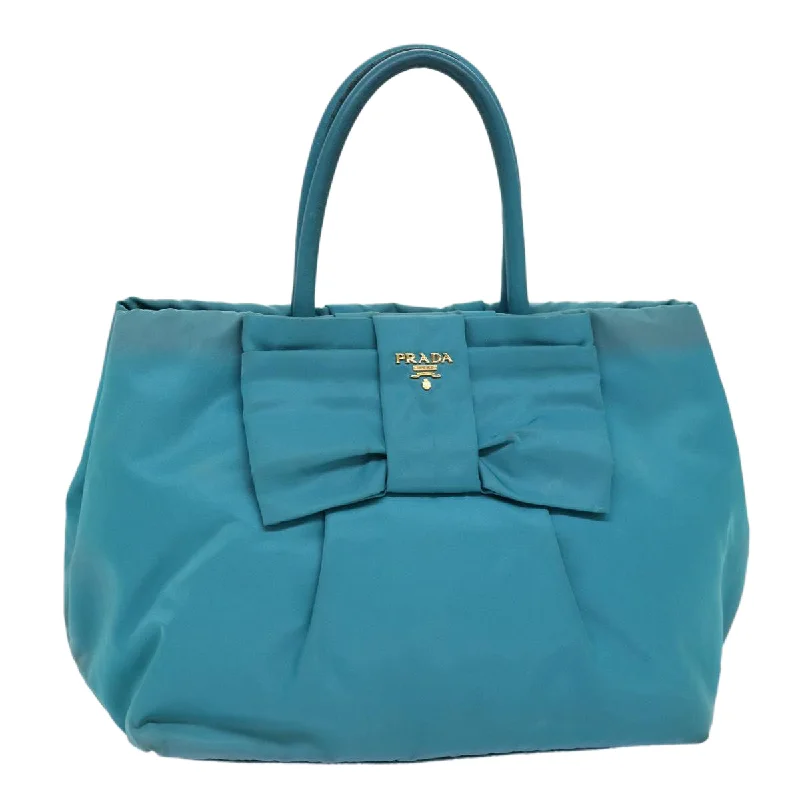 PRADA Hand Bag Nylon Turquoise Blue Auth 76968