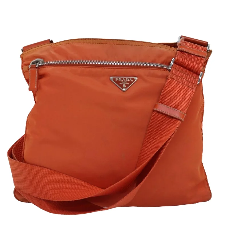 PRADA Shoulder Bag Nylon Orange Auth 77079