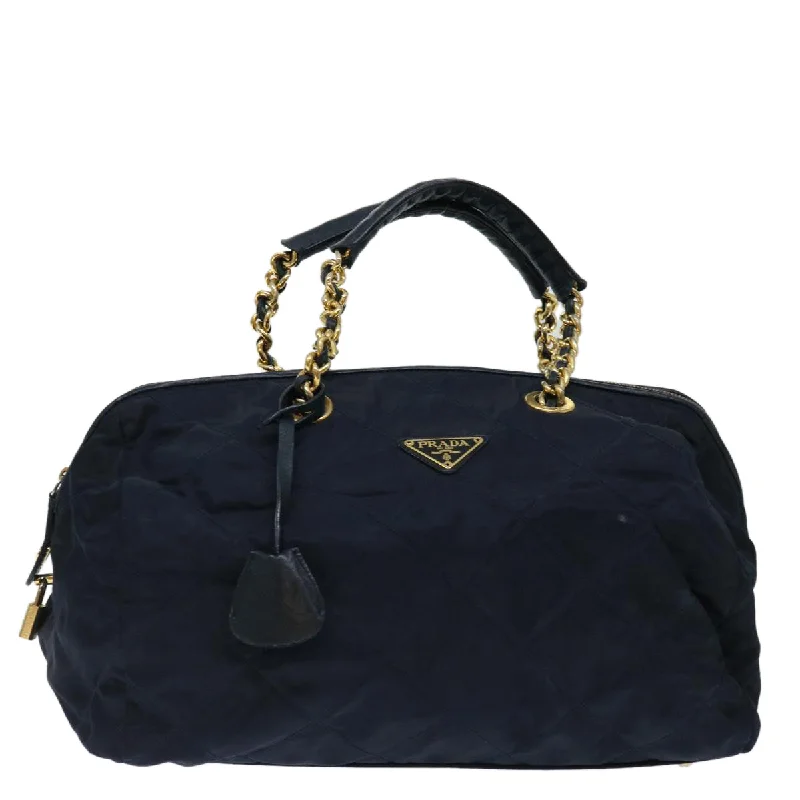 PRADA Quilted Hand Bag Nylon Navy Auth ac2871