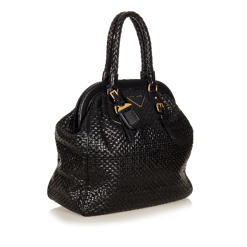 Prada Frame Woven Leather Tote Bag 26909