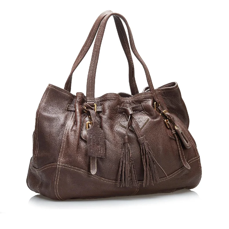 Prada Cervo Drawstring Leather Tote 37104