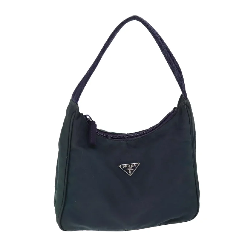 PRADA Hand Bag Nylon Green Auth 73868