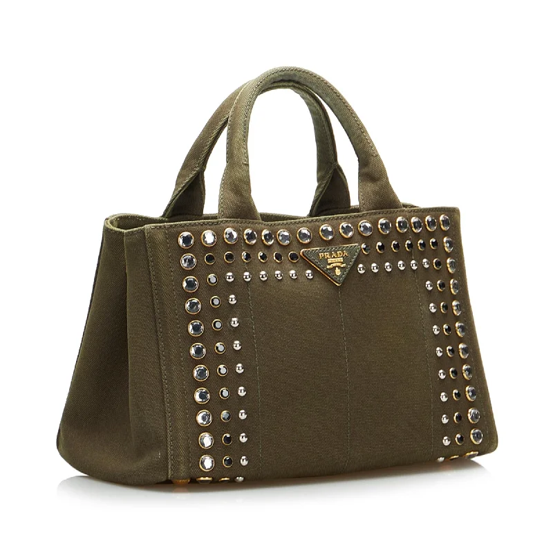 Prada Canapa Studded Satchel KdOc2F