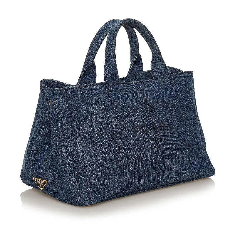 Prada Canapa Logo Denim Satchel 28405